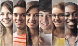 multiple close up images of teenage faces