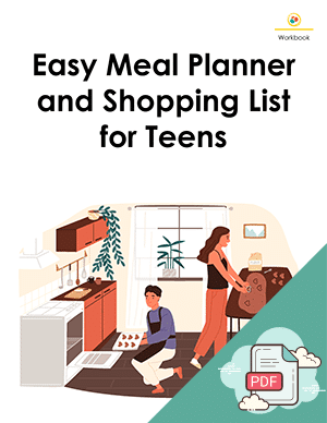 Meal Planner and Shopping List for teens Workbook
